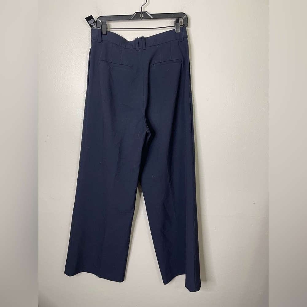 Aritzia Babaton Effortless Pleated Wide Leg High Rise Size 10 In Navy - Picture 7 of 7